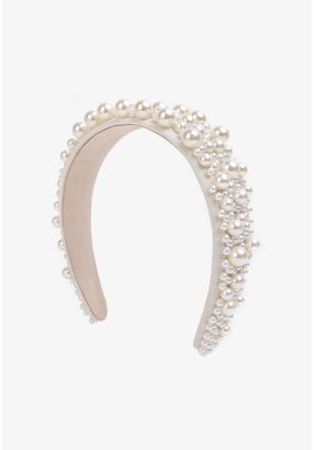 Quilted Faux Pearl Embellished Headband