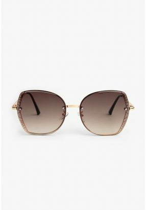 Rimless Embellished Sunglasses