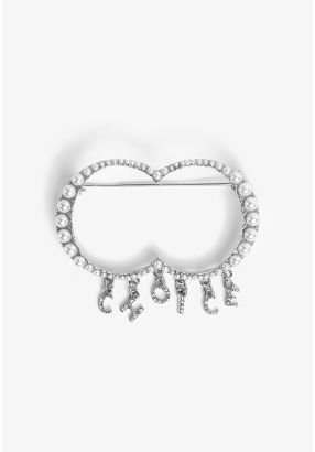 Crystal and Faux Pearls Embellished Brooch