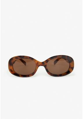 Oval Tortoiseshell Frame Sunglasses