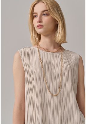 Solid Sleeveless Pleated Top