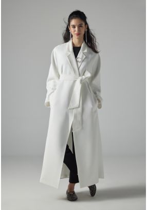 Solid Pleated Belted Trench Coat