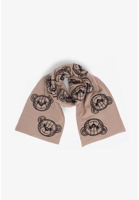 Knitted Printed Bear Scarf