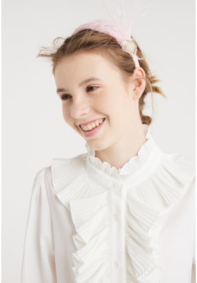 Pleated Ruffled Bodice Blouse