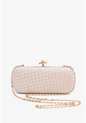 Knot Clasp Woven Clutch