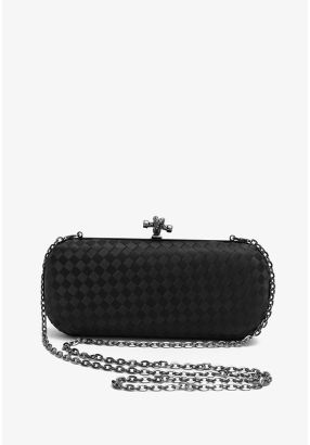 Knot Clasp Woven Clutch