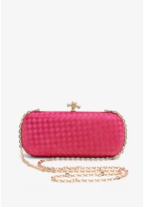 Knot Clasp Woven Clutch