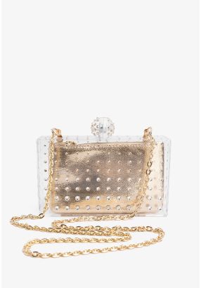 Transparent Crystal Embellished Clutch