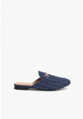 Denim Printed Monogram Mules