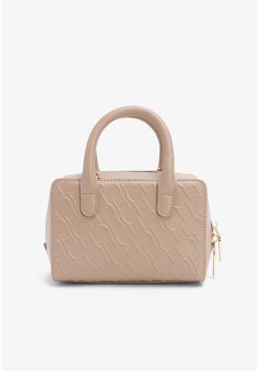 Solid Textured Monogram Crossbody Bag