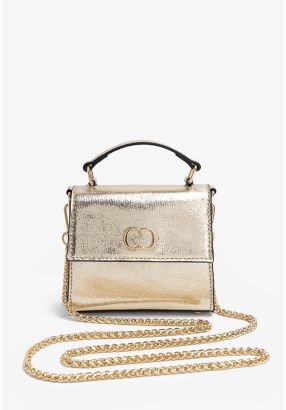 Metallic Top Handle Crossbody Bag