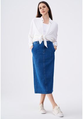 Straight Cut Denim Skirt