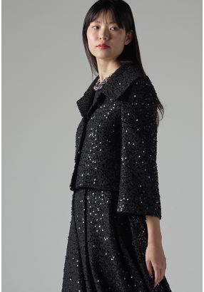 Solid Long Sleeve Tweed Jacket