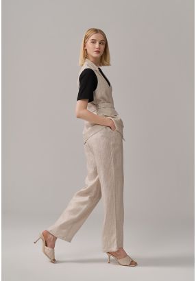 Striped Wide Legs Linen Trousers