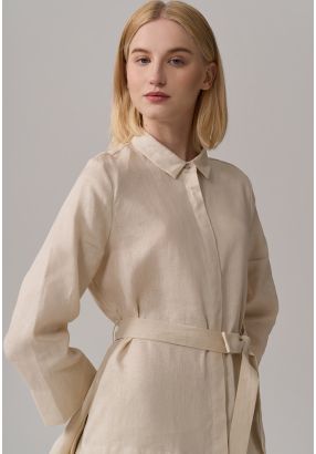 Solid Long Sleeve Belted Shirt