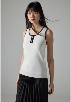 Contrast knitted Sleeveless Top