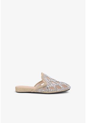 Crystal Strass Embellished Glittery Mules