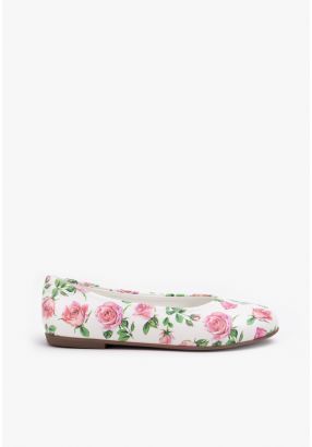 Floral Printed Flat Ballerinas