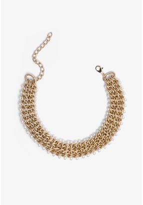 Faux Pearls Embellished Chain