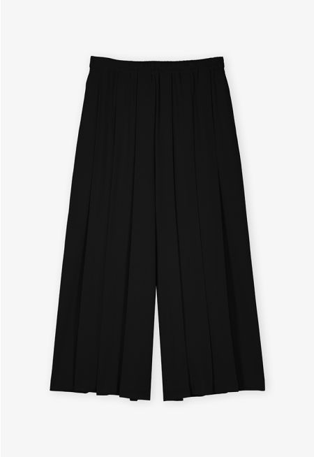 Pleated Wide Legs Solid Trousers