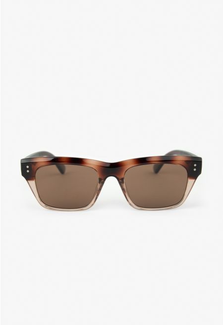 Rectangular Tortoiseshell Frame Sunglasses