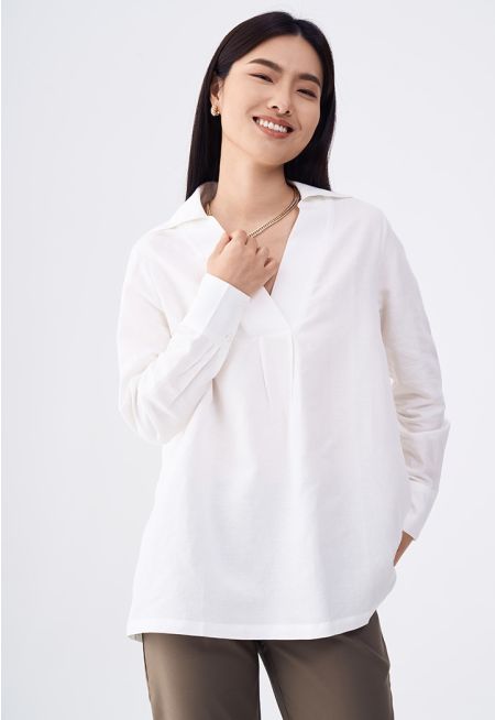 V- Neck Solid Blouse