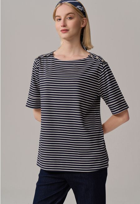 Short Sleeve Contrast Striped T-shirt