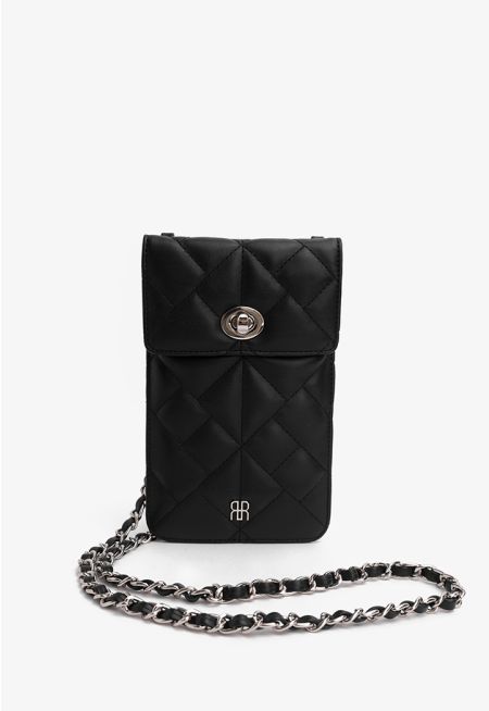 Embellished Quilted Flap Crossbody Bag