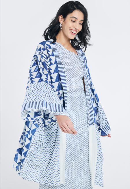 Geometrical Print Belted Kimono- Ramadan Style