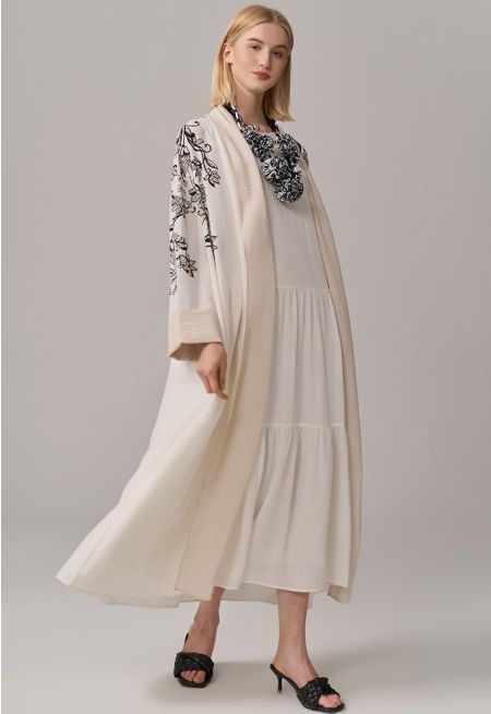 Floral Printed Belted Maxi Abaya - Ramadan Style