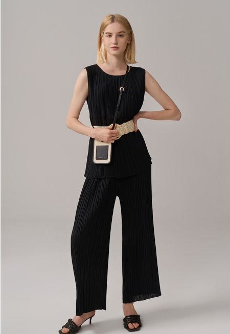 High-Waist Wide Legs Pleated Trousers