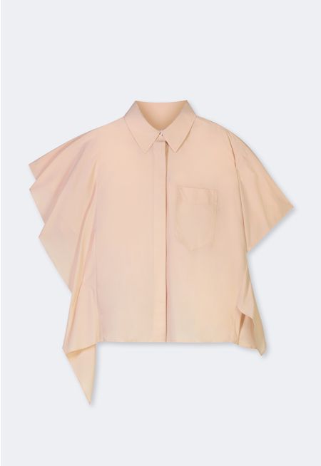Asymmetrical Sleeves Solid Shirt