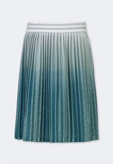 Pleated Lurex Ombre Skirt
